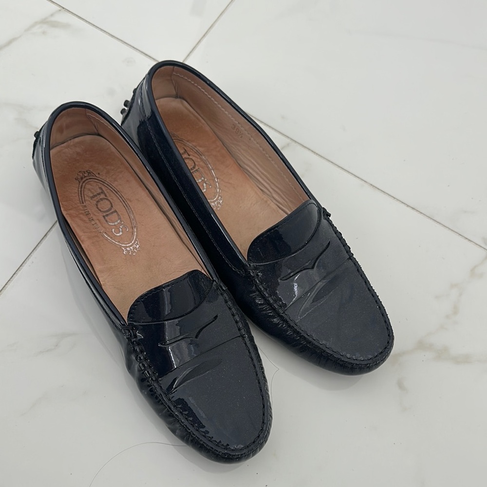Tod's Navy blue Patent Leather Loafers